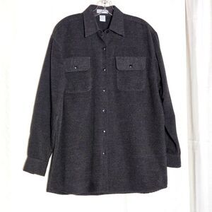 North West Blue Charcoal Gray Long Sleeve Button Front Blouse Shirt